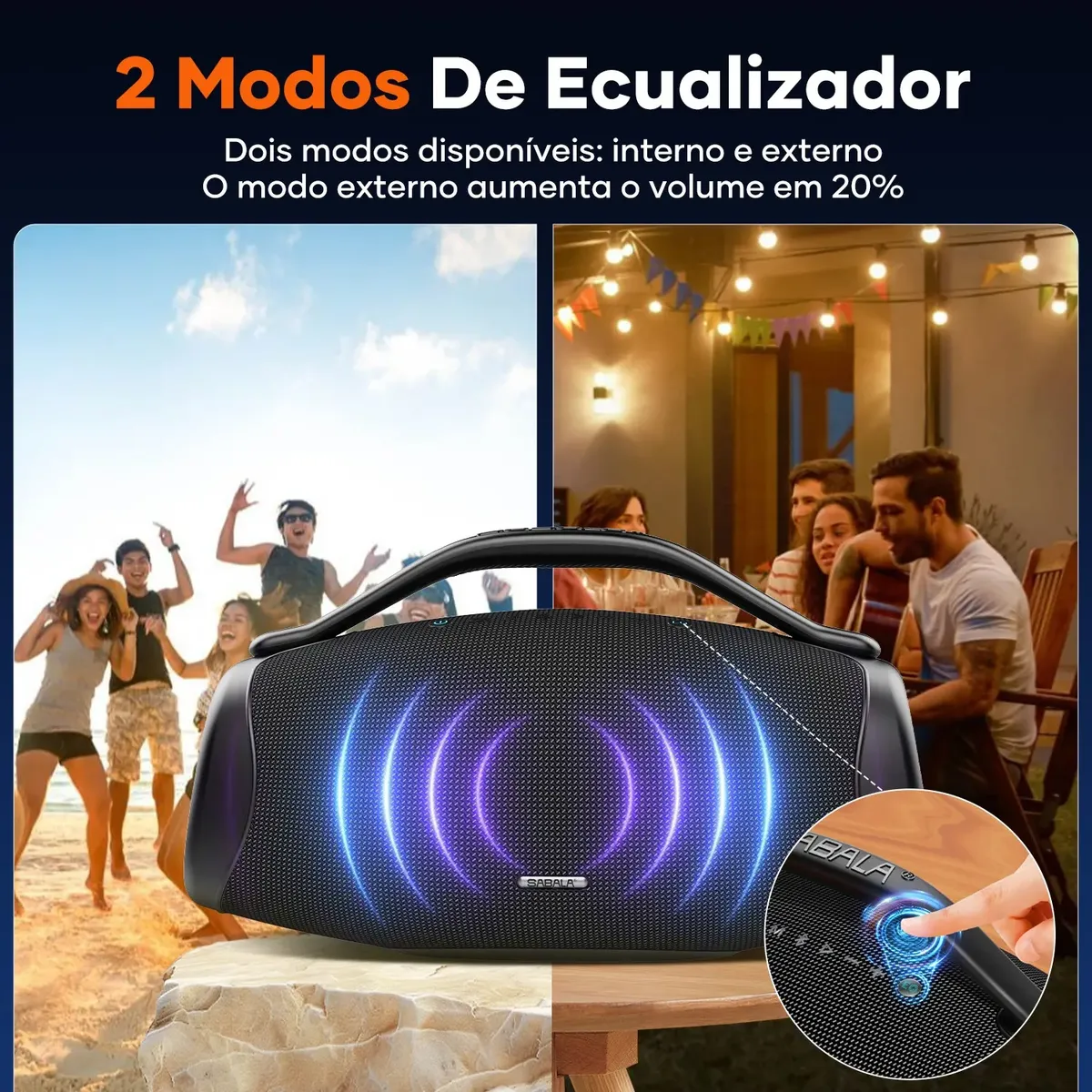 Caixa De Som Bluetooth 200w 39000mah Tws Ipx6 Sabala Dr-909 Preto 127/220v - 5
