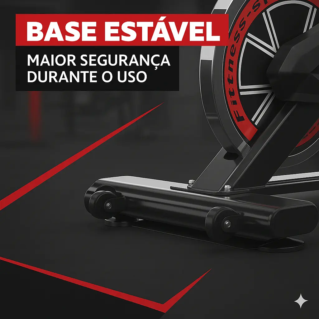 Bicicleta Ergométrica Fitness para Cardio e Musculação 6kg Inercia com base Cor Preto e Vermelho Marca Sevenfit - 3