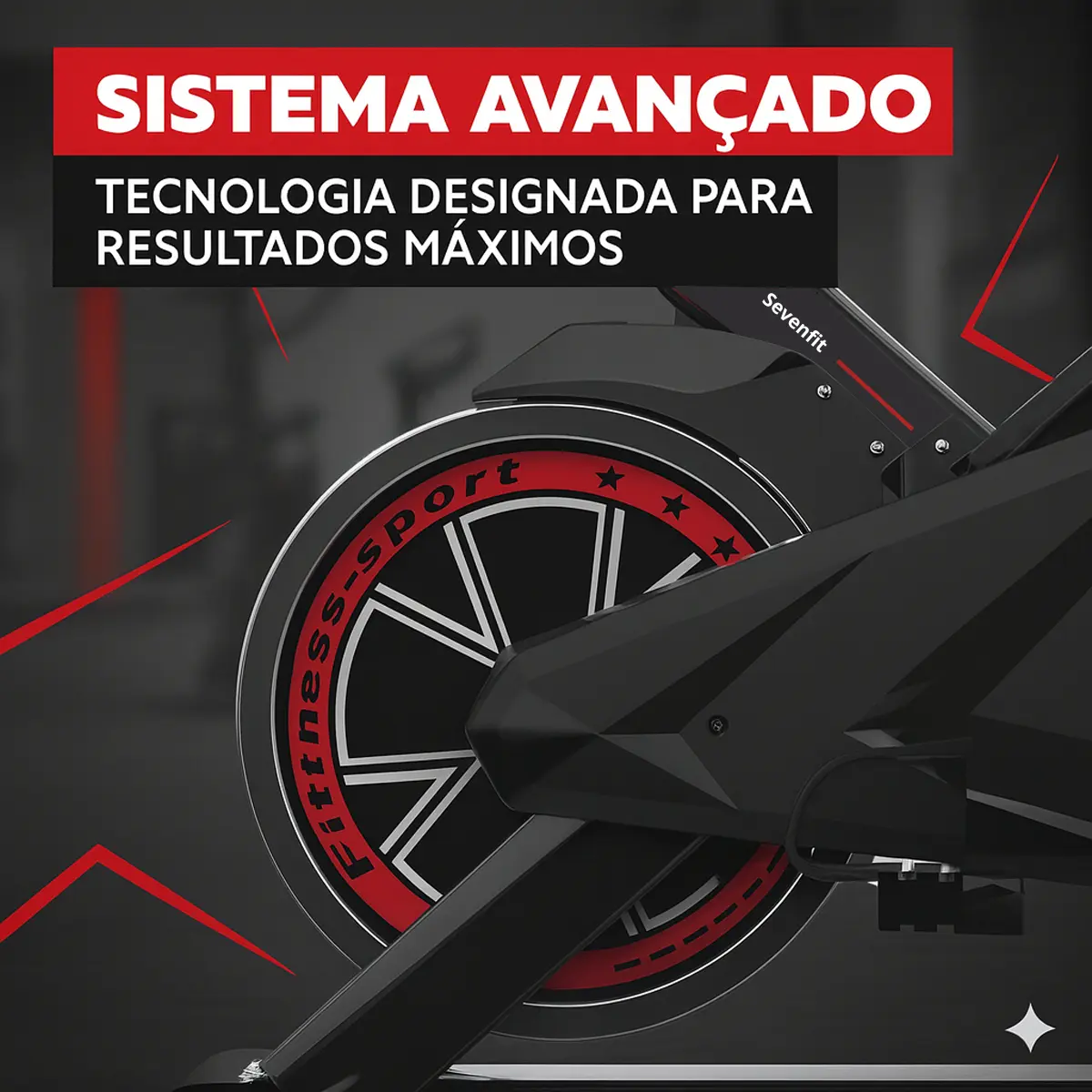 Bicicleta Ergométrica Fitness para Cardio e Musculação 6kg Inercia com base Cor Preto e Vermelho Marca Sevenfit - 6