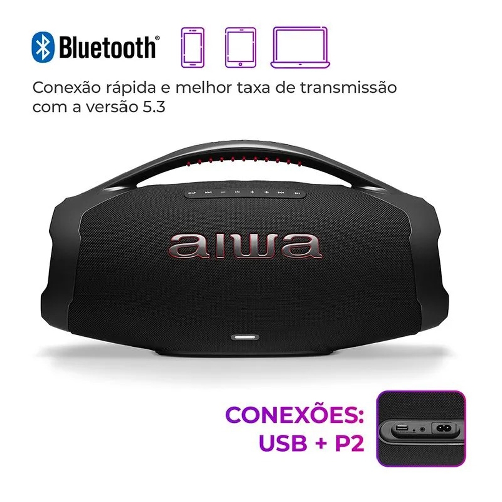Caixa de Som AIWA Boombox Plus Bluetooth IP66 AWS-BBS-01B AIWA - 7