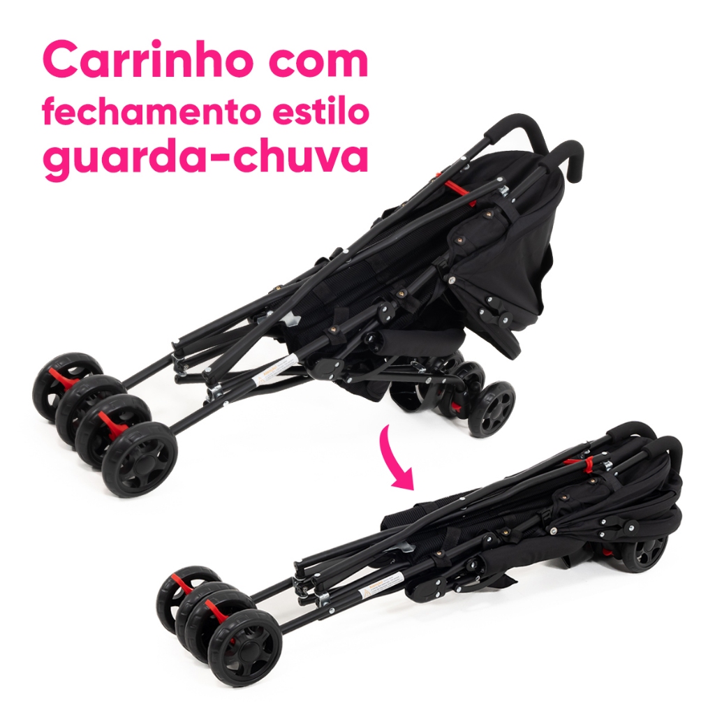 Carrinho de Bebê Guarda Chuva Passeio Leve e Dobrável Mega Compras Compacto, Seguro,Cinto - 6