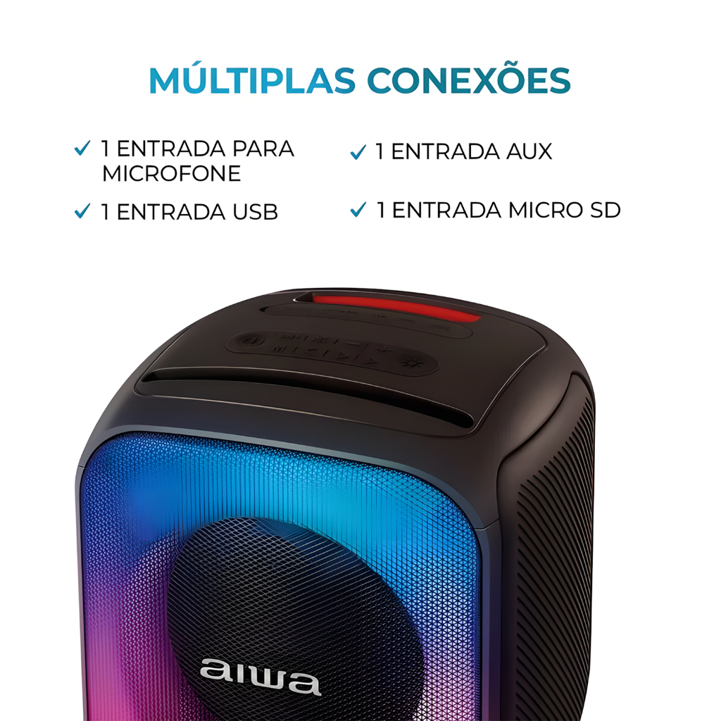 Caixa de Som Amplificada AIWA Party Box AWSPB07 Bluetooth - 5