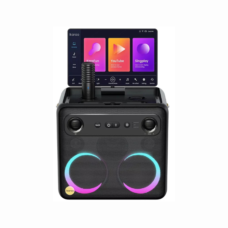 Caixa De Som Karaokê Joog X2 300w Tela 10,1 Com 2 Microfones