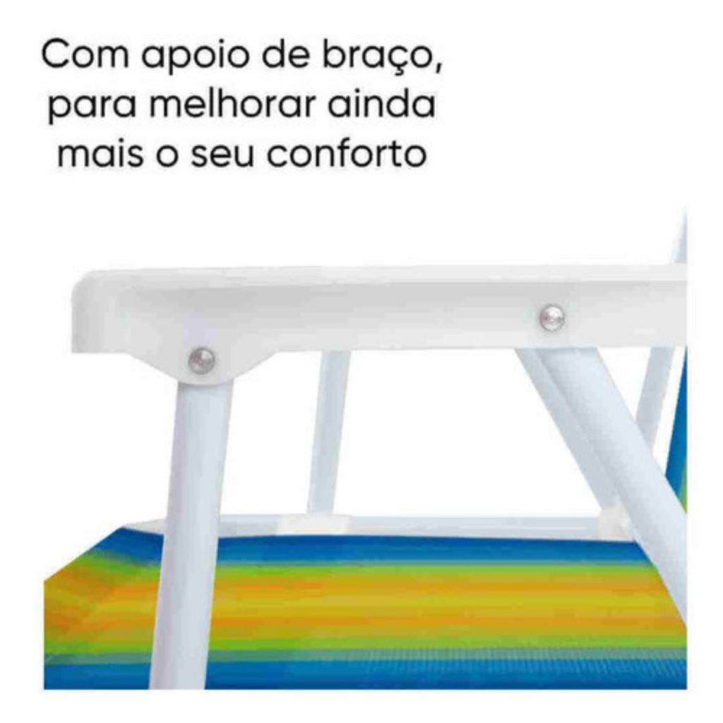 Kit 6 Cadeira de Praia Aço Mor 110kg Resistente CORES SORTIDAS Oferta - 2