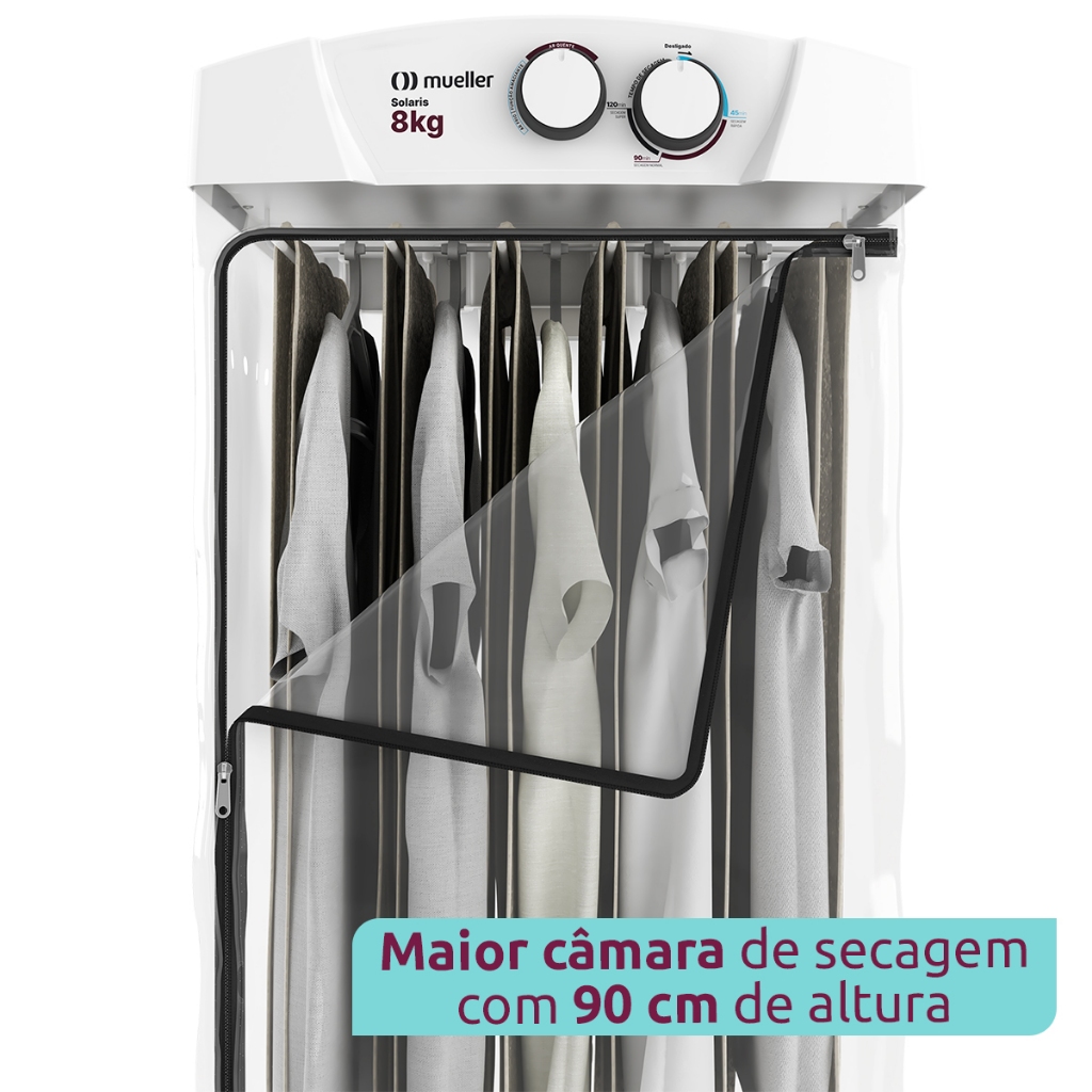 Secadora de Roupa Mueller Solaris 8 kg com timer ar quente e frio 6 varões e 5 cabides - 6