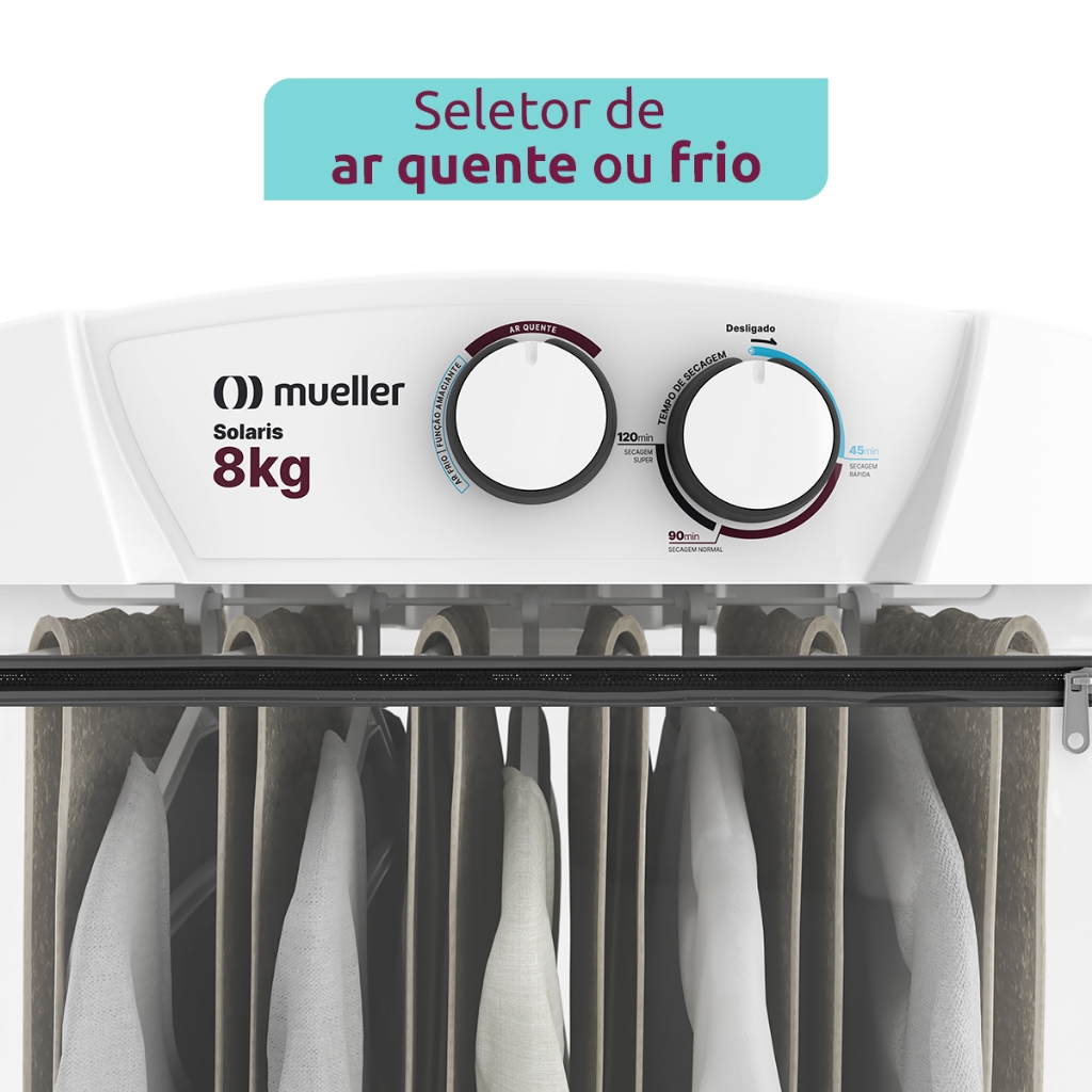 Secadora de Roupa Mueller Solaris 8 kg com timer ar quente e frio 6 varões e 5 cabides - 5