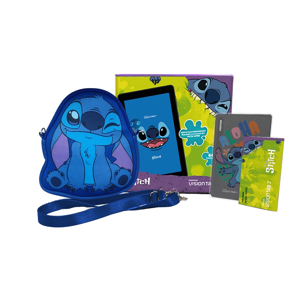 Tablet Vision TAB 7 Stitch + Capa e Bolsa - Octa-Core 3GB RAM 64GB Android 14 Go Wi-Fi IPS Positivo - 10