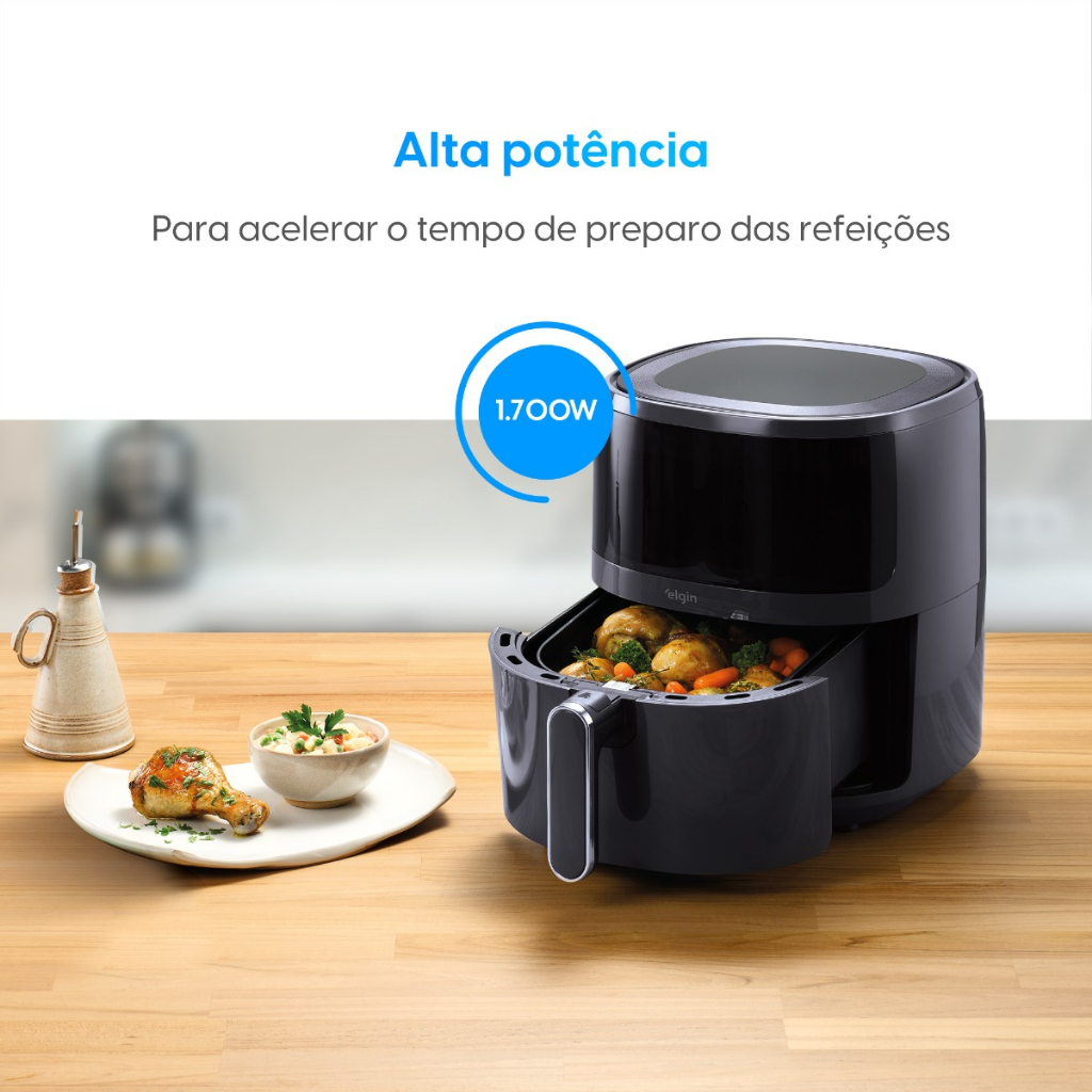 Fritadeira Elétrica Visio Fry Elgin 5L 1700w Air Fryer Digital Cinza - 8