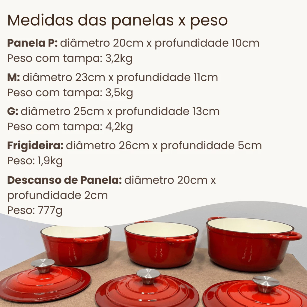 Jogo de Panelas 13 Peças Ferro Fundido Esmaltado Premium Alta Resistência Antibacteria Mantenha aquecido e fresco - 9