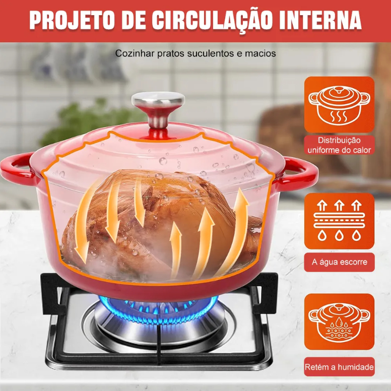 Jogo de Panelas 13 Peças Ferro Fundido Esmaltado Premium Alta Resistência Antibacteria Mantenha aquecido e fresco - 3