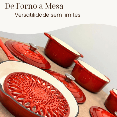 Conjunto de Panelas de Ferro Fundido Esmaltado 10 Peças - Frigideira e Panelas Antiaderentes - 4