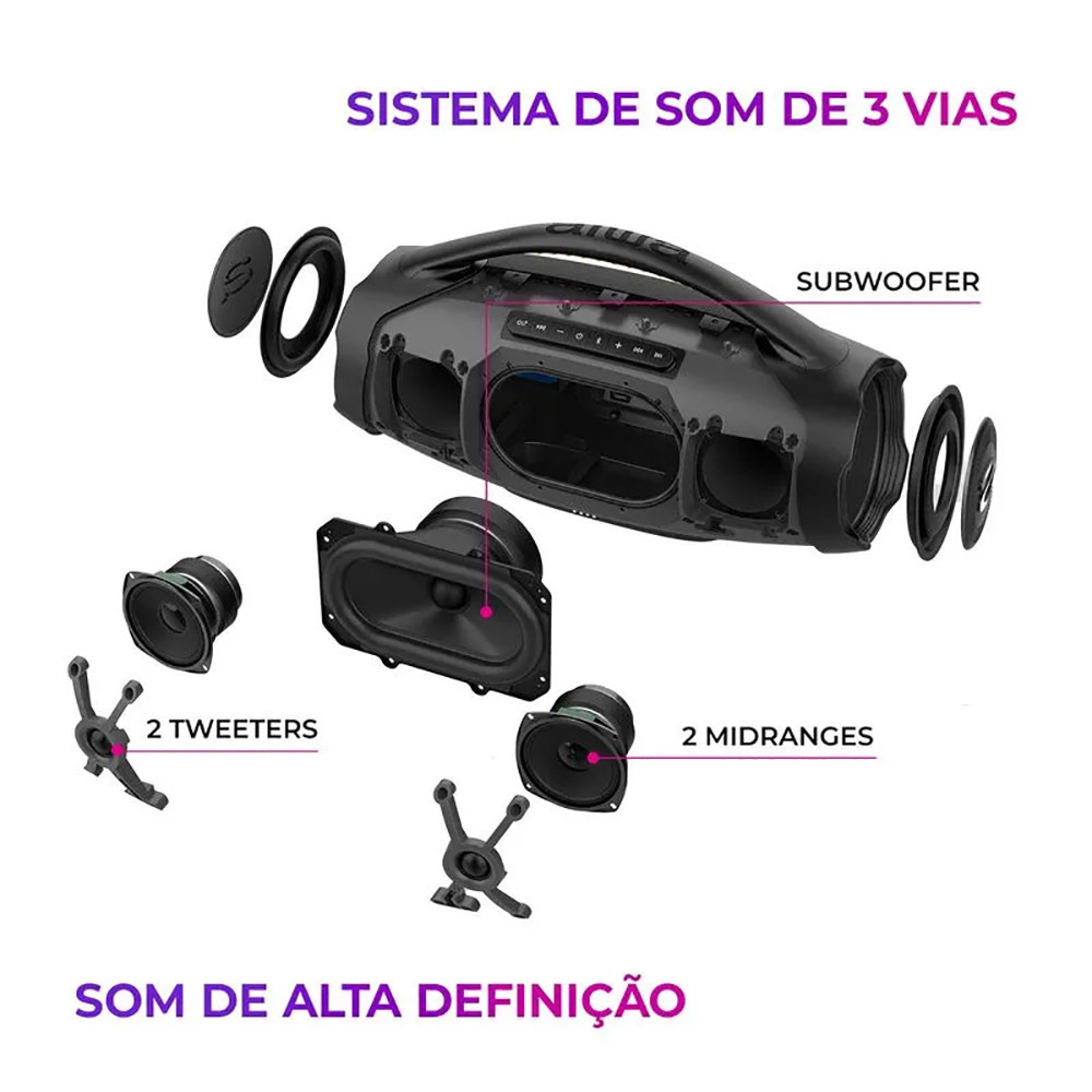 Caixa de Som AIWA Boombox Plus Bluetooth IP66 AWS-BBS-01B AIWA - 6