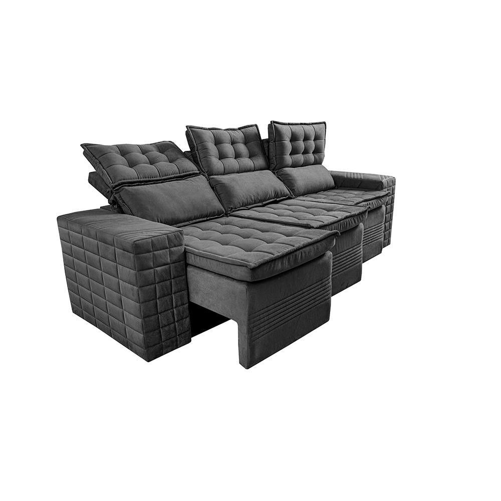 Sofá 3 Lugares Retrátil e Reclinável Cama inBox Senses 2,00m Velusoft Cinza - 9