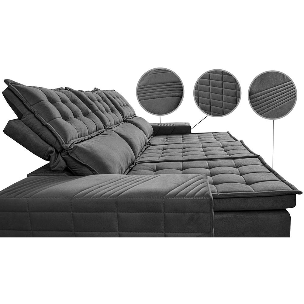 Sofá 3 Lugares Retrátil e Reclinável Cama inBox Senses 2,00m Velusoft Cinza - 5
