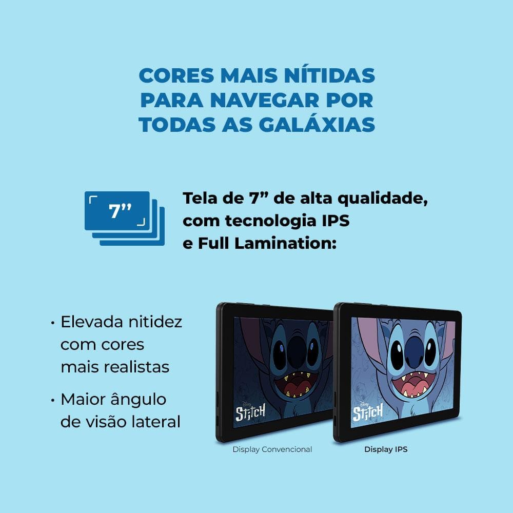 Tablet Vision TAB 7 Stitch + Capa e Bolsa - Octa-Core 3GB RAM 64GB Android 14 Go Wi-Fi IPS Positivo - 8
